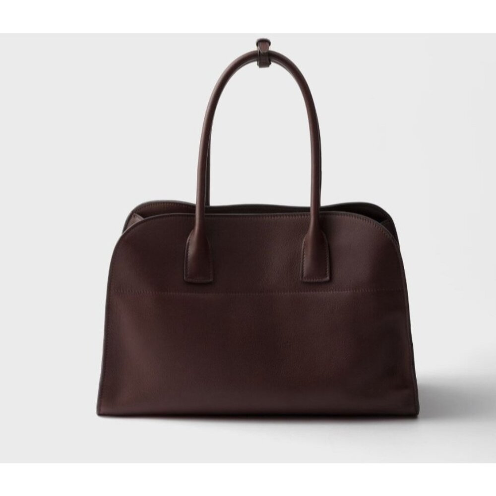 PRADA Large leather tote bag Briarwood Chocolate Brown Leather - Picture 3 of 16